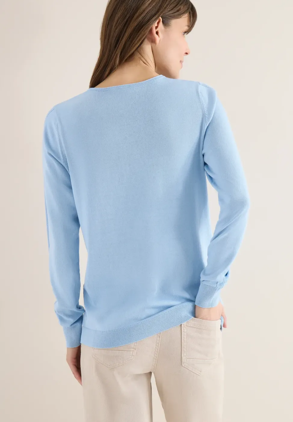 Langarm Pullover mit Rippdetail