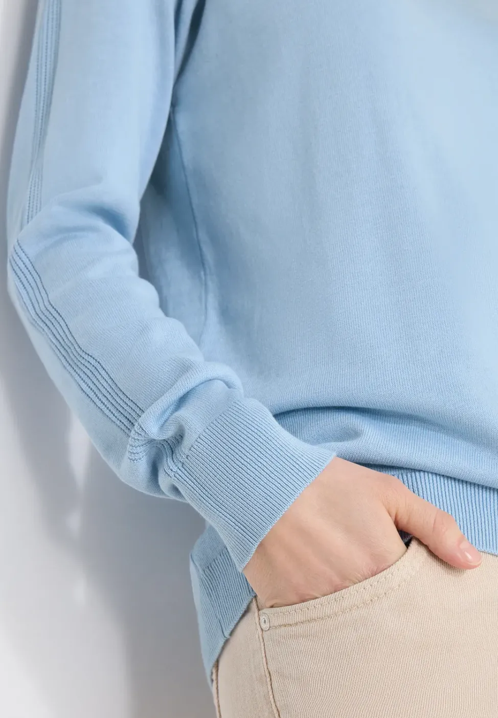 Langarm Pullover mit Rippdetail