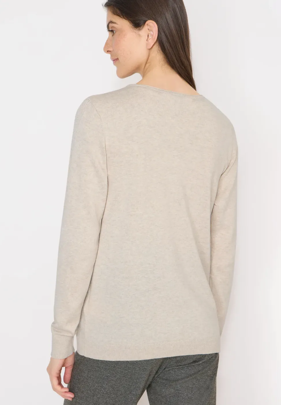 Langarm Pullover mit Rippdetail
