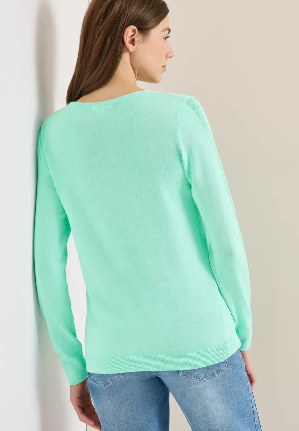 Langarm Pullover mit Rippdetail