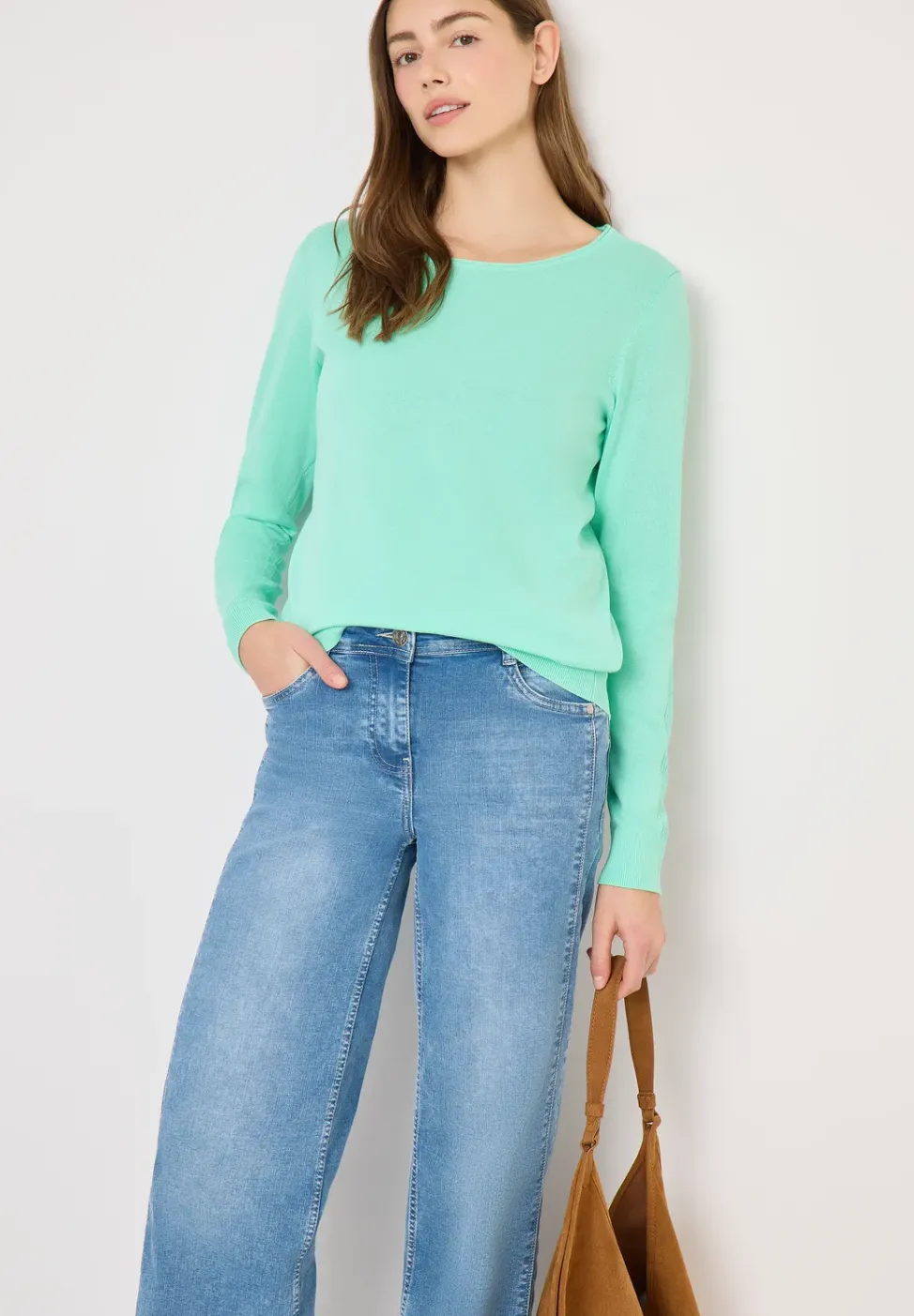 Langarm Pullover mit Rippdetail