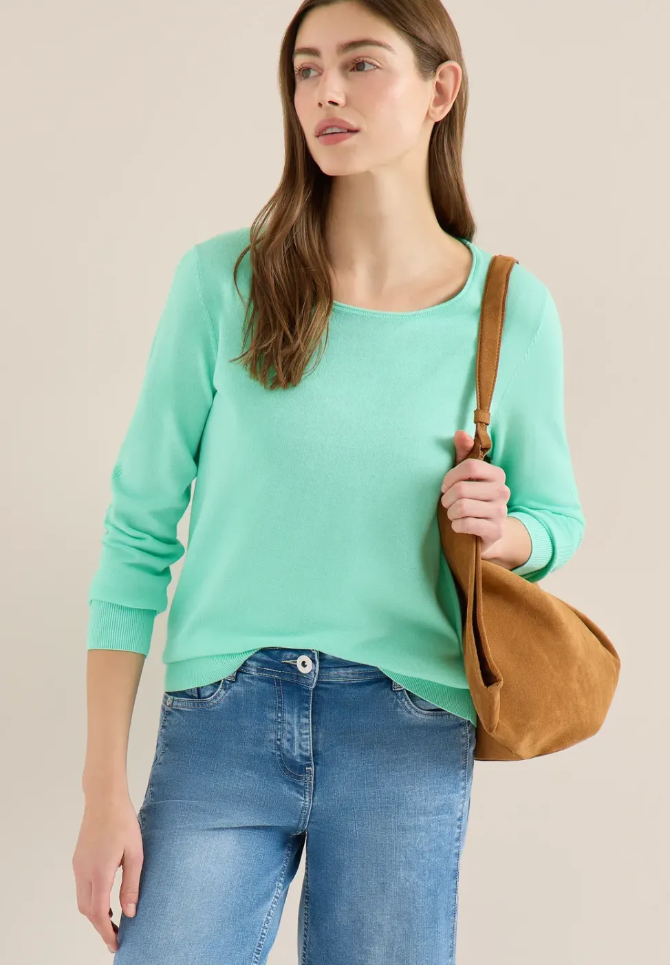Langarm Pullover mit Rippdetail