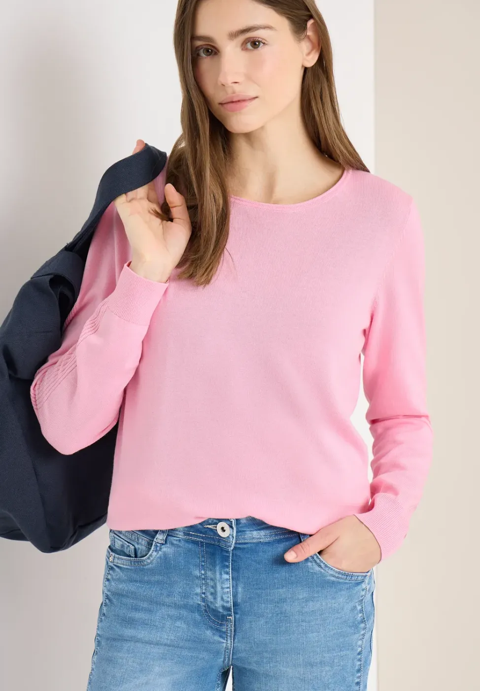 Langarm Pullover mit Rippdetail