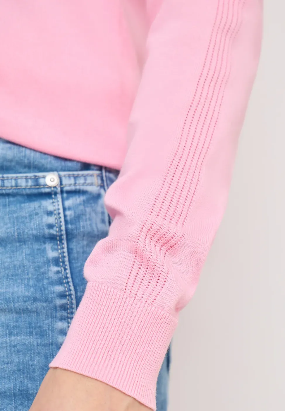 Langarm Pullover mit Rippdetail