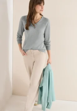 Langarm Pullover mit Rippdetail