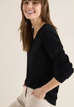Langarm Pullover mit Rippdetail