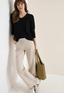 Langarm Pullover mit Rippdetail