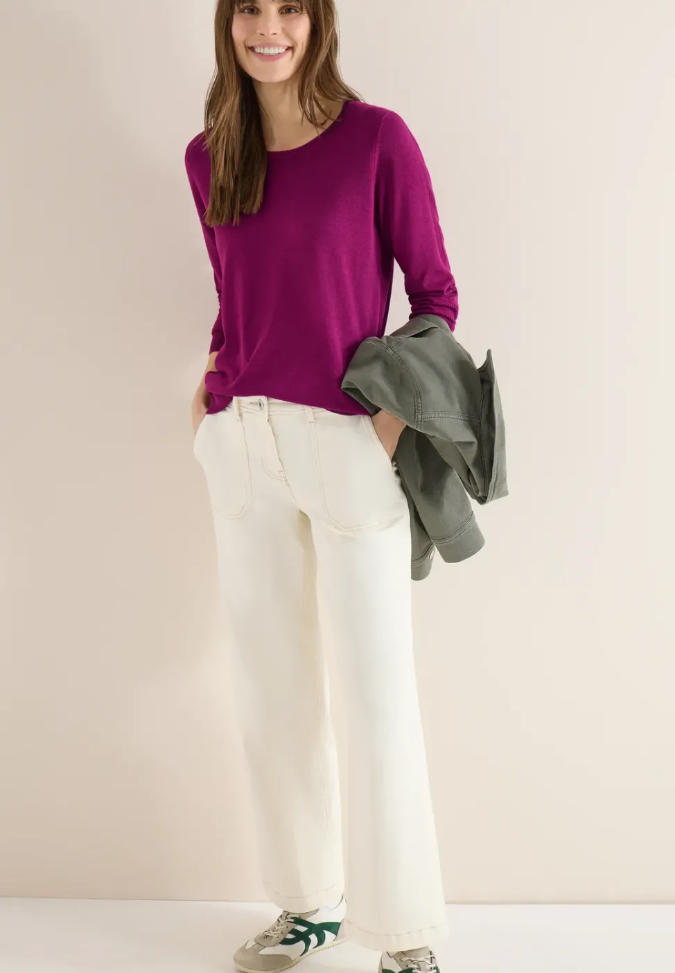 Langarm Pullover mit Rippdetail