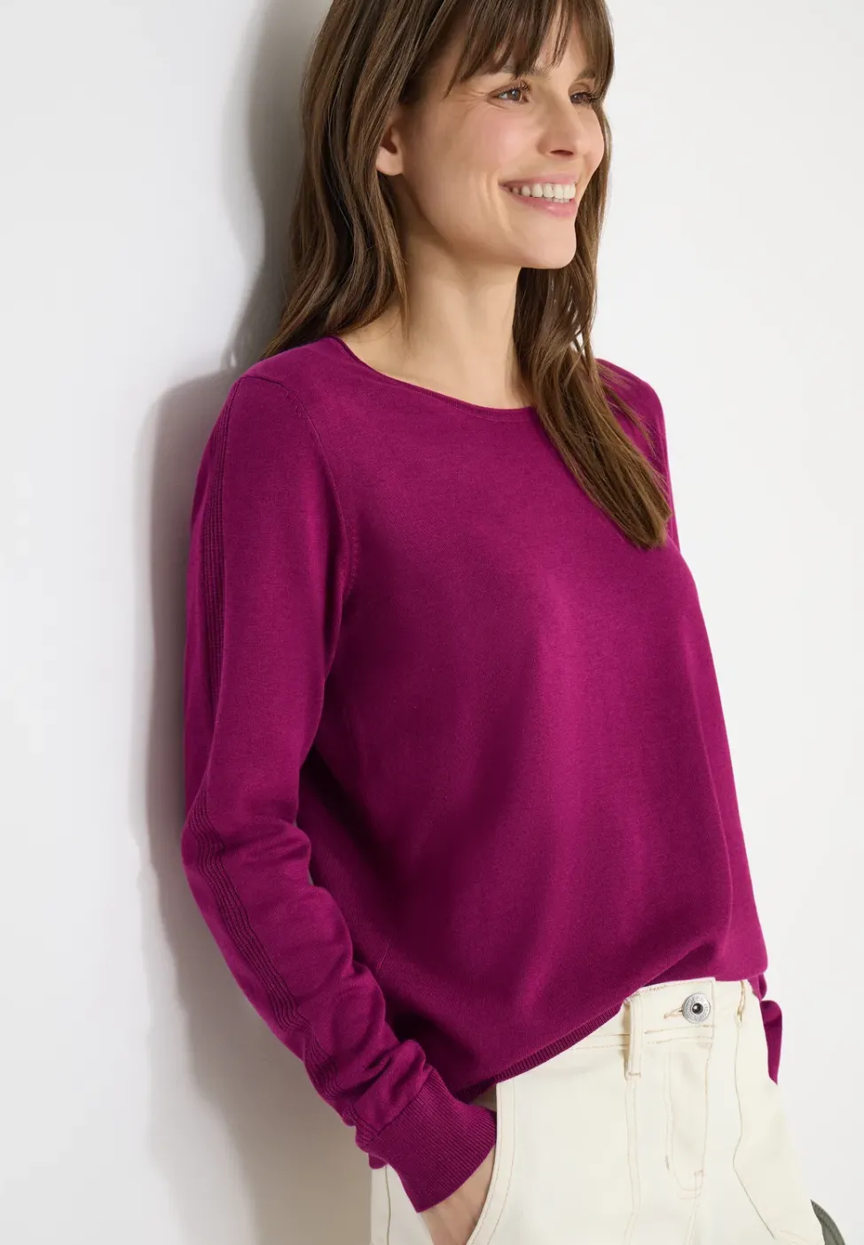 Langarm Pullover mit Rippdetail