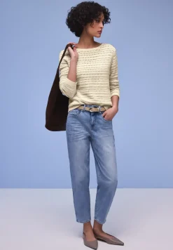 Langarm Pullover mit U-Boot-Ausschnitt