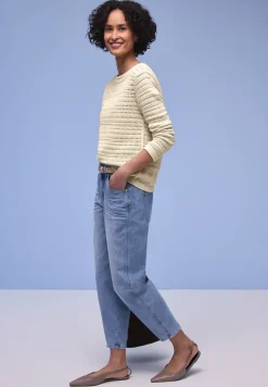 Langarm Pullover mit U-Boot-Ausschnitt