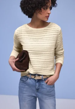 Langarm Pullover mit U-Boot-Ausschnitt
