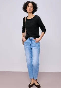 Langarm Pullover mit U-Boot-Ausschnitt