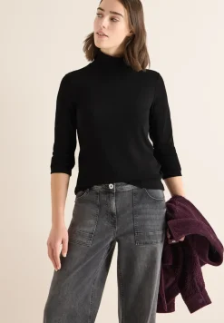 Langarmshirt in Rippstruktur