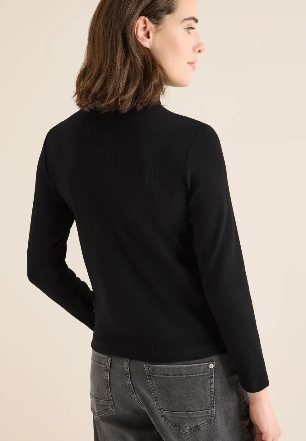 Langarmshirt in Rippstruktur