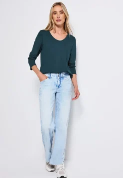 Langarmshirt in Unifarbe