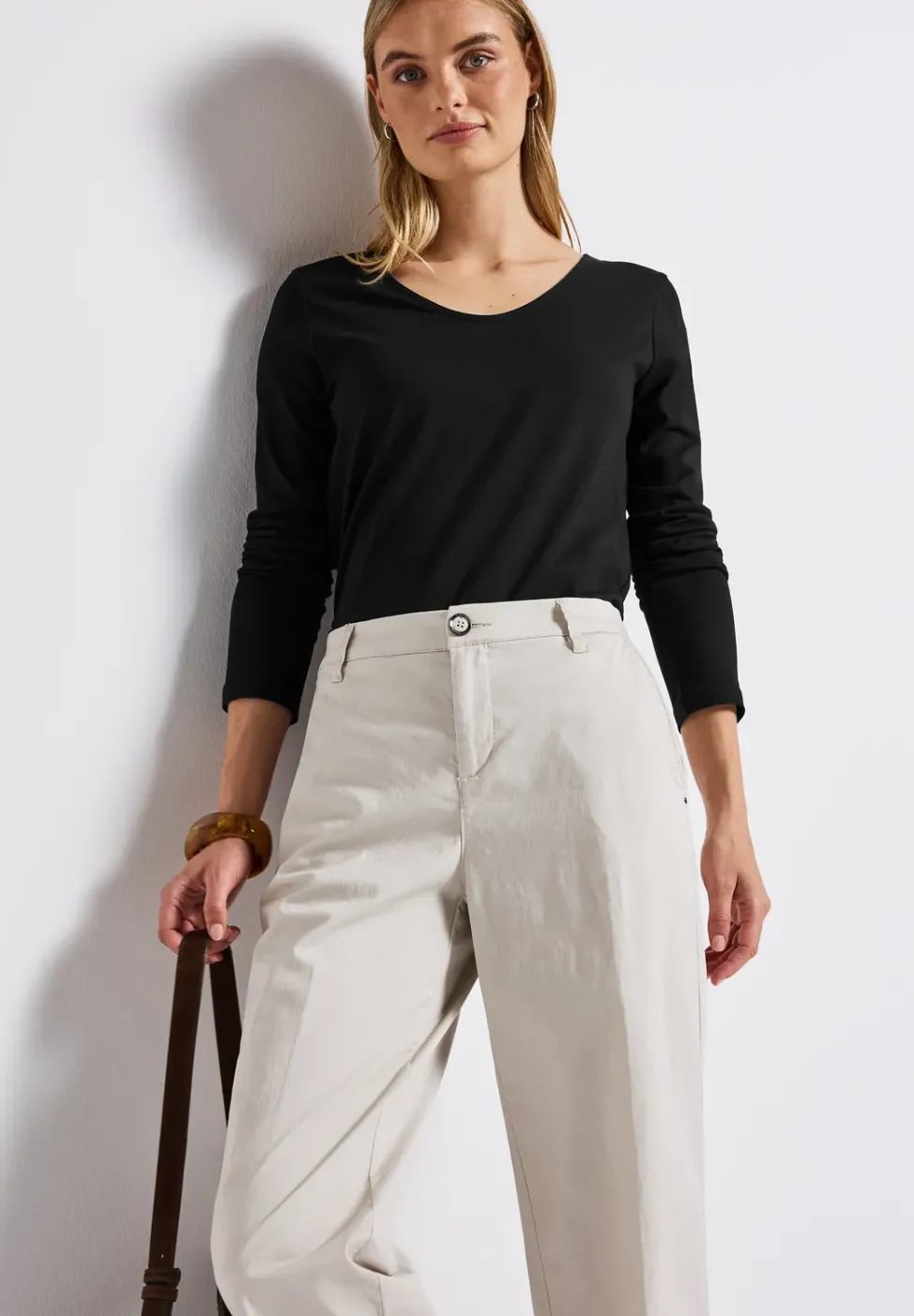 Langarmshirt in Unifarbe