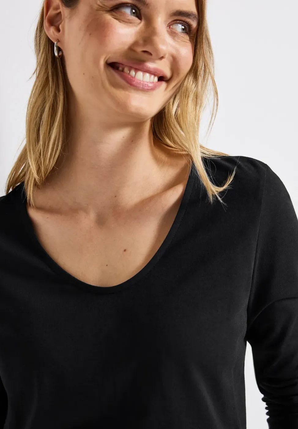 Langarmshirt in Unifarbe