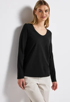 Langarmshirt in Unifarbe