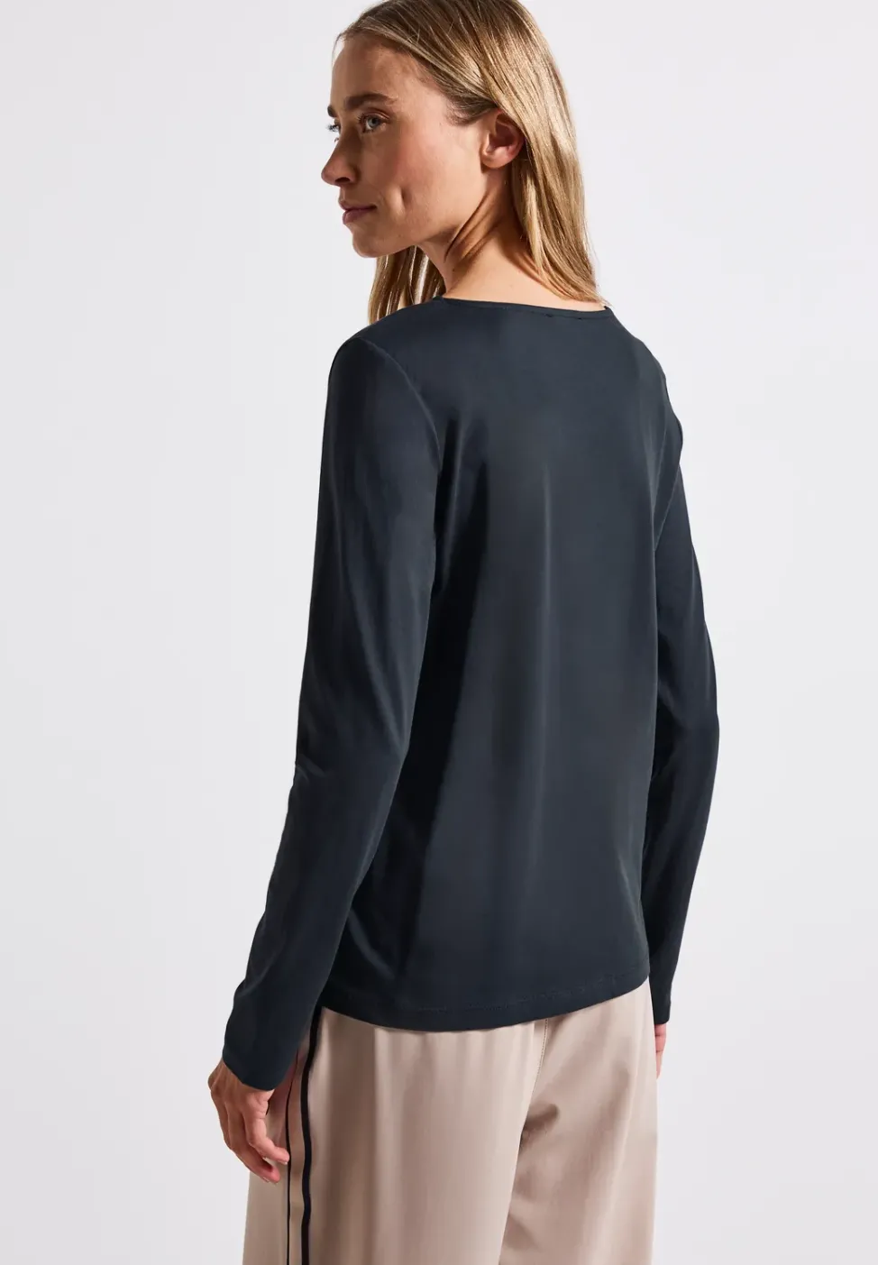 Langarmshirt in Unifarbe