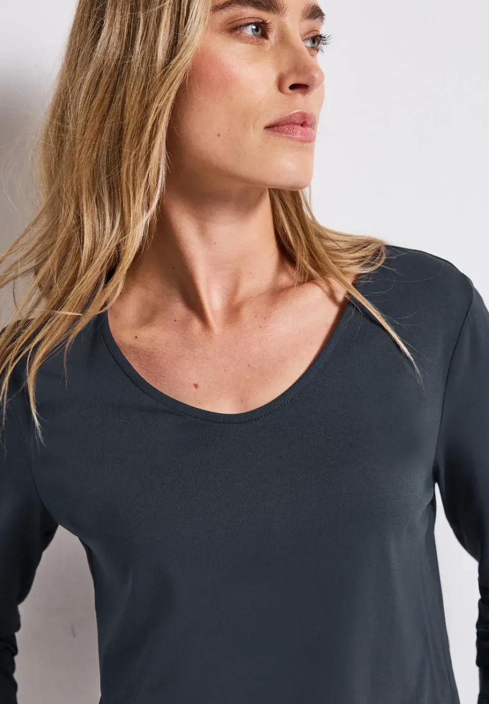 Langarmshirt in Unifarbe