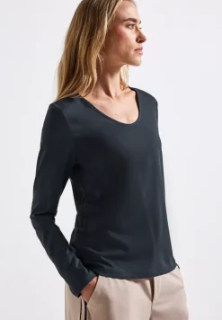 Langarmshirt in Unifarbe