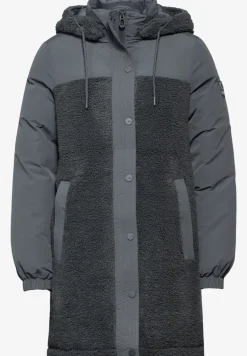 Lange Materialmix-Jacke