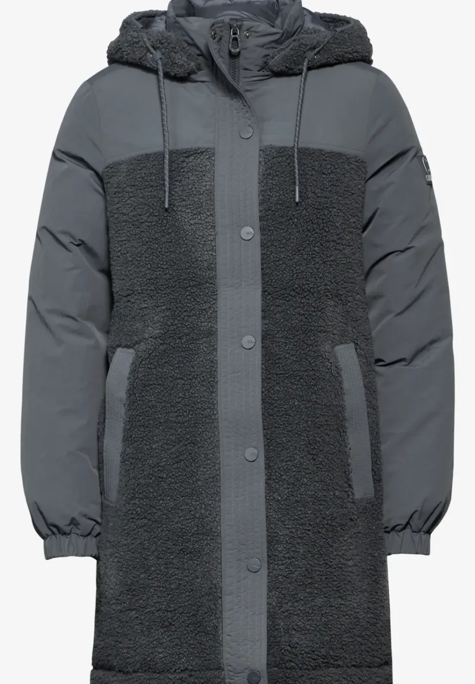 Lange Materialmix-Jacke