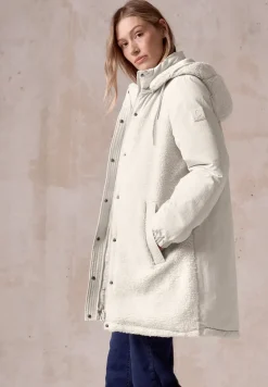 Lange Materialmix-Jacke
