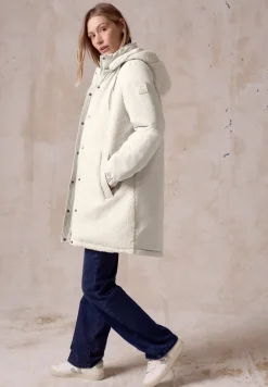 Lange Materialmix-Jacke
