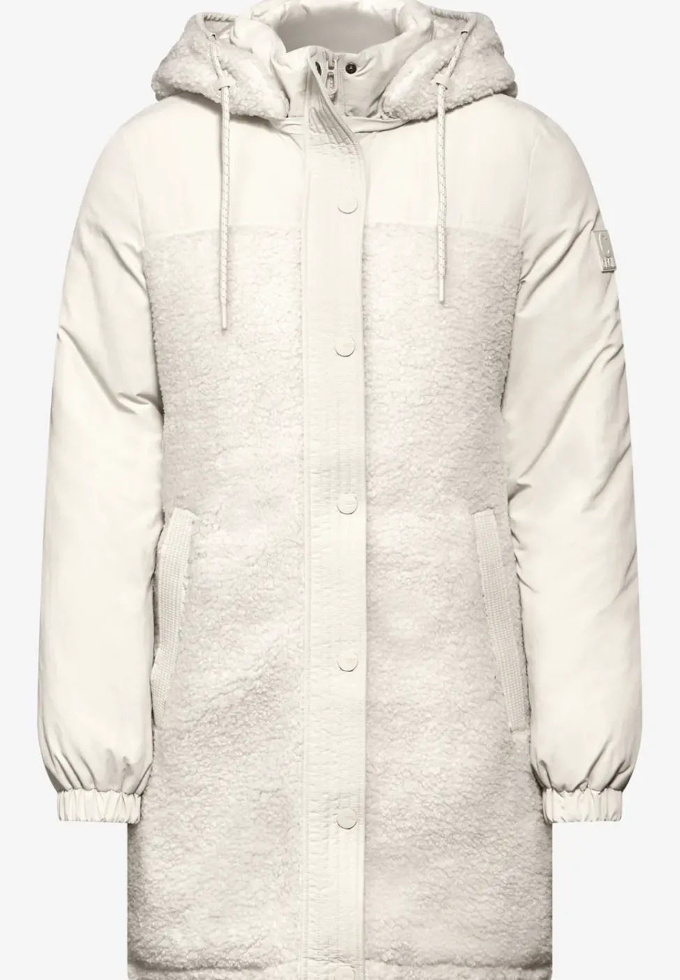 Lange Materialmix-Jacke