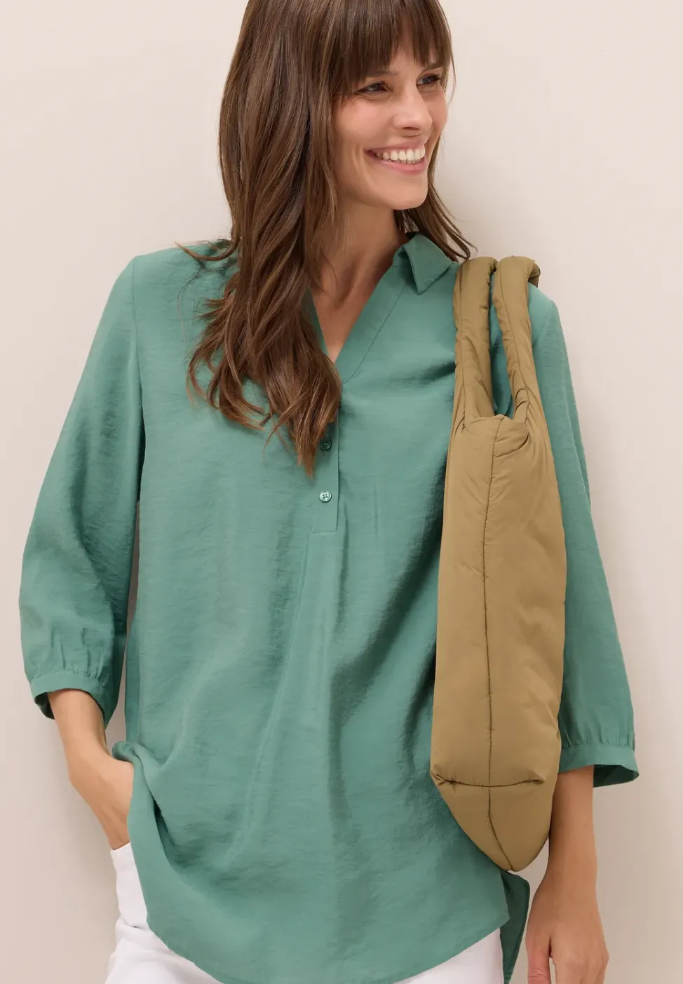 Lange Bluse in Unifarbe