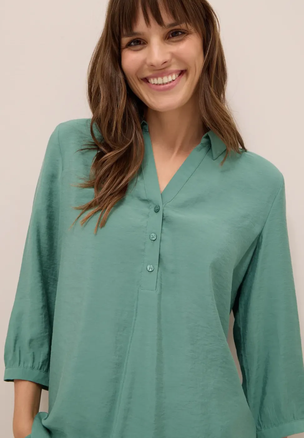 Lange Bluse in Unifarbe