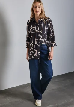 Lange Bluse mit Turn-Up
