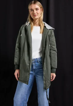 Langer Blouson mit Kapuze