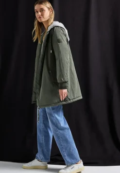 Langer Blouson mit Kapuze