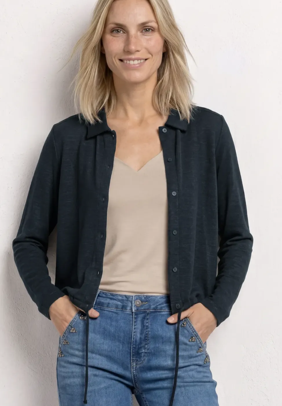 Leichte Langam Jacke in Leinen-Optik