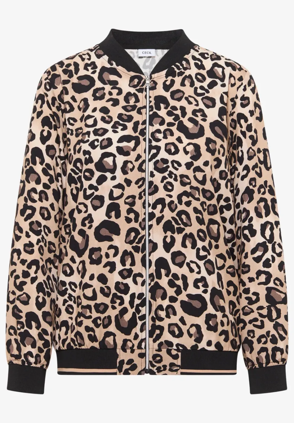 Leichter Blouson mit Zipper und Leo-Print