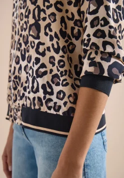 Leichter Blouson mit Zipper und Leo-Print