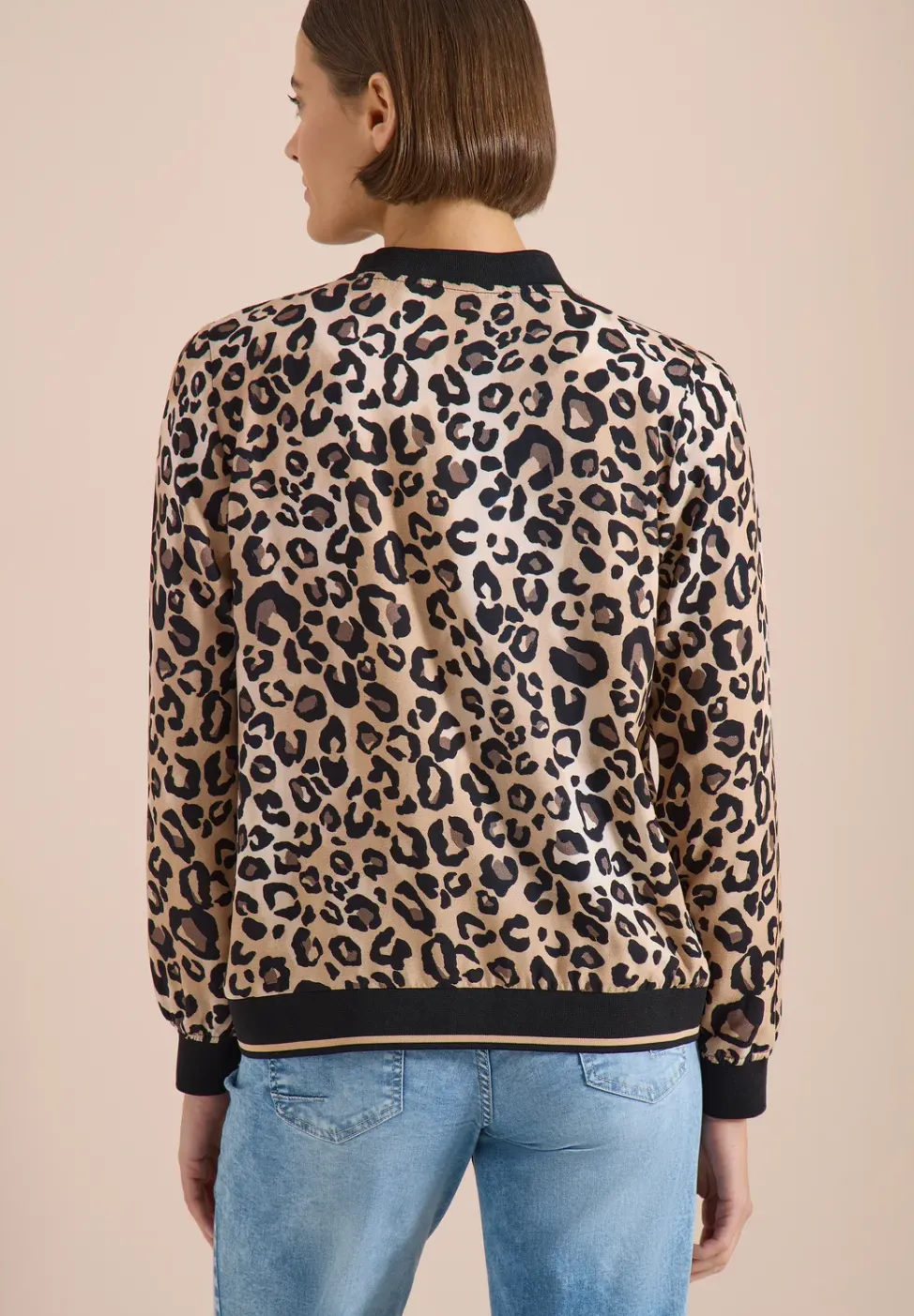 Leichter Blouson mit Zipper und Leo-Print