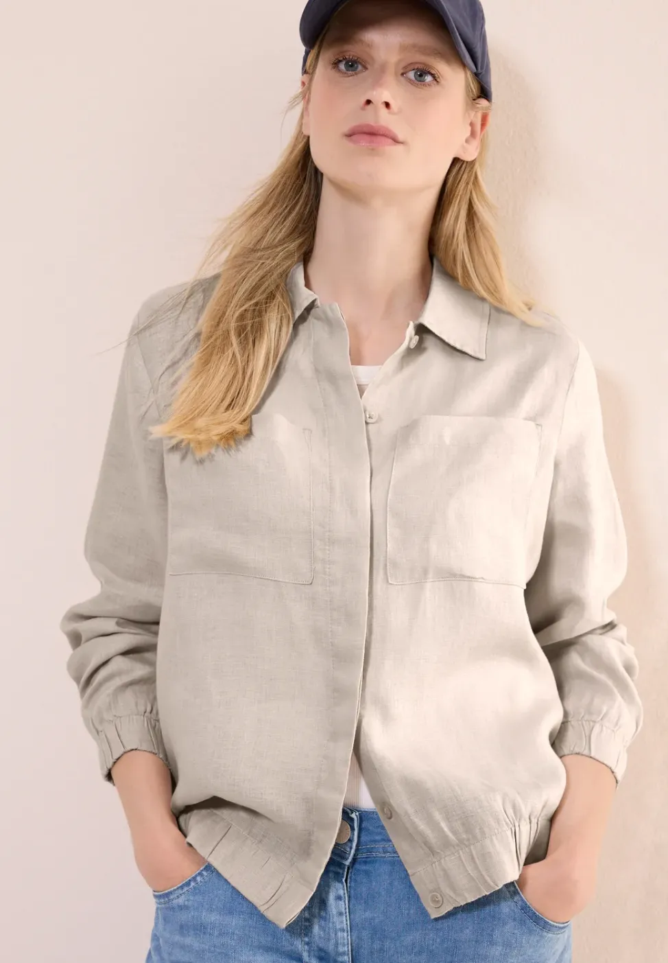 Leinenblouson mit Hemdkragen