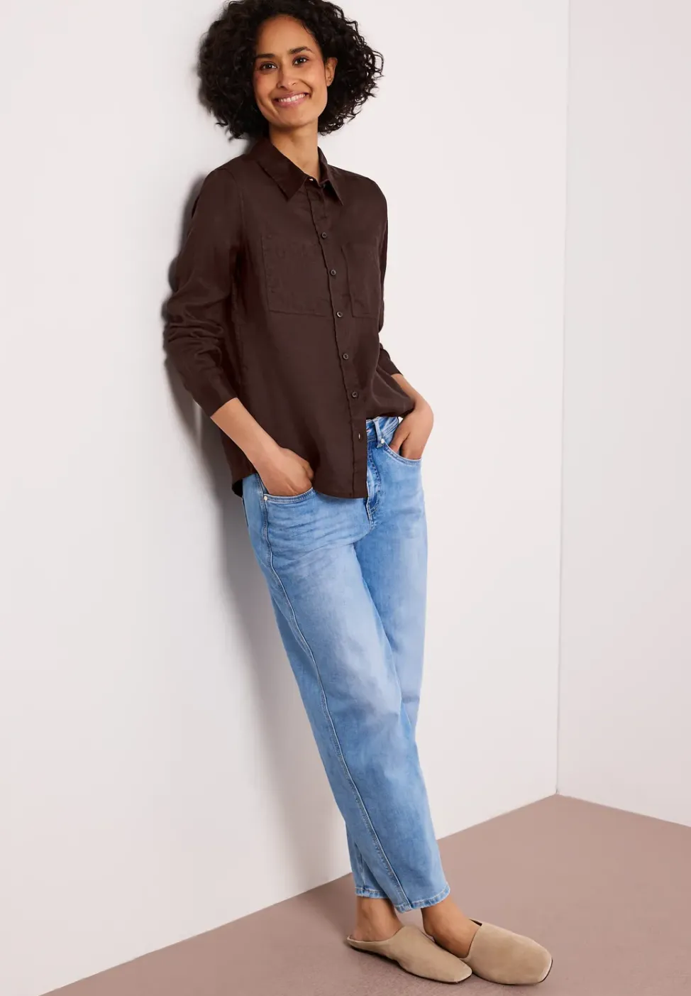 Leinenbluse mit Brusttaschen