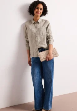 Leinenbluse mit Brusttaschen