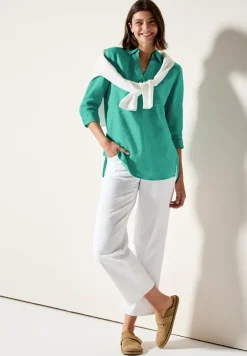 Leinen-Longbluse
