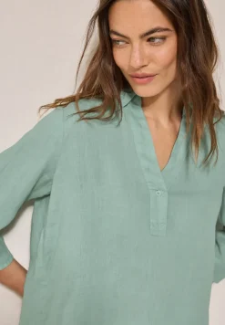 Leinen-Longbluse