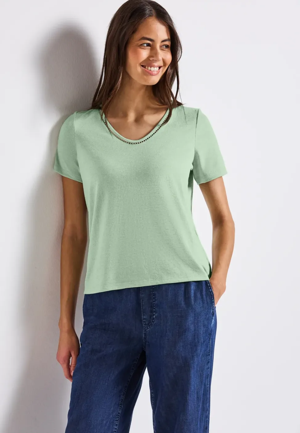 Leinen-Look T-Shirt