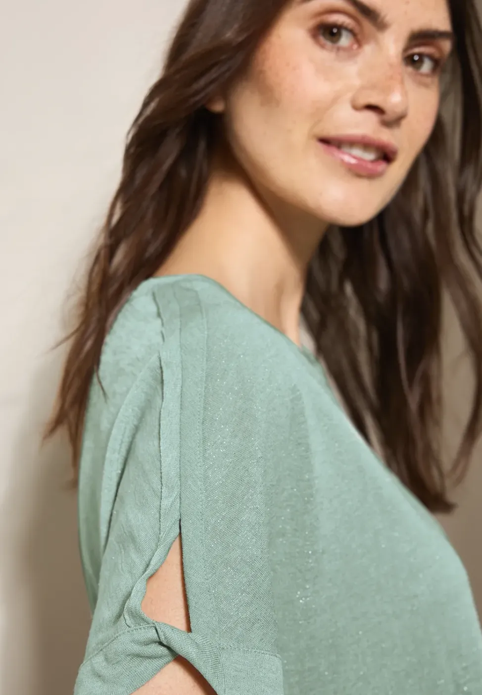 Leinen-Look Glitzer-Shirt