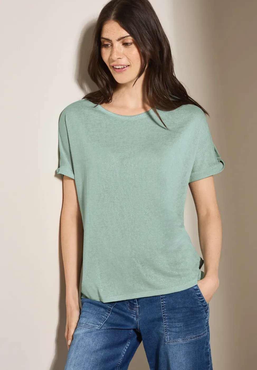 Leinen-Look Glitzer-Shirt
