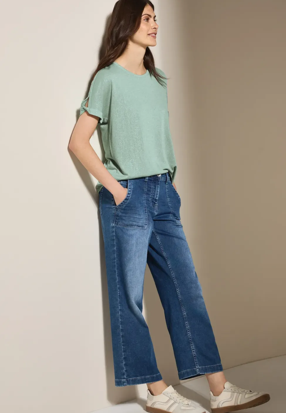 Leinen-Look Glitzer-Shirt