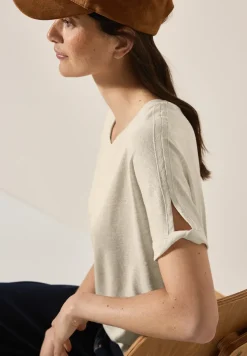 Leinen-Look Glitzer-Shirt